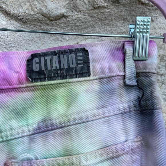 Vintage Gitano 80s high rise tapered mom jeans upcycled ice dyed size 14 - Picture 5 of 8